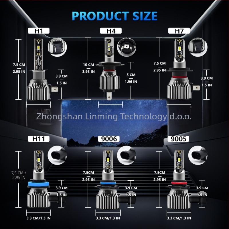LED automobilska LED far plug-in za H1/H4/H7, s integriranim visokim i niskim snopom, tijelo od avionskog aluminija, napajanje 10-32V