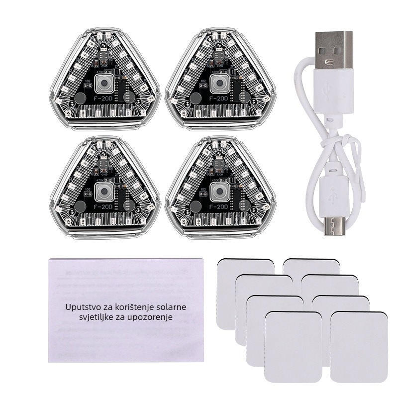 Motocikl upozoravajuće svjetlo, trokutasto solarno svjetlo, bez žica, ABS, univerzalna kompatibilnost, model 0990