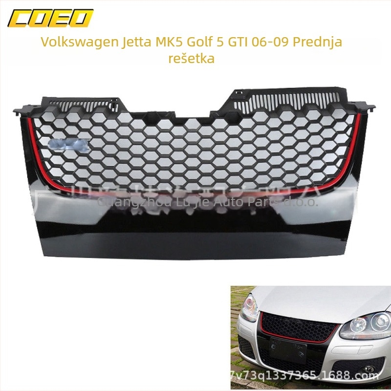 Prednja rešetka za VW Jetta MK5 / Golf 5 GTI 2006-2009, ABS plast, montaža na branik, težina 1670 g
