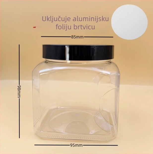 Plastična posuda za pohranu s poklopcem, PET materijal, model 85×98, za orašaste plodove (pistacije, kešu)