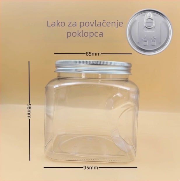 Plastična posuda za pohranu s poklopcem, PET materijal, model 85×98, za orašaste plodove (pistacije, kešu)