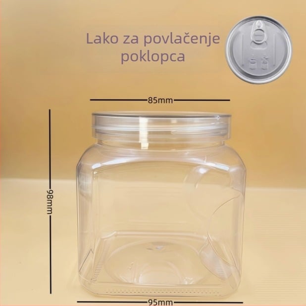 Plastična posuda za pohranu s poklopcem, PET materijal, model 85×98, za orašaste plodove (pistacije, kešu)