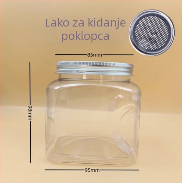 Plastična posuda za pohranu s poklopcem, PET materijal, model 85×98, za orašaste plodove (pistacije, kešu)