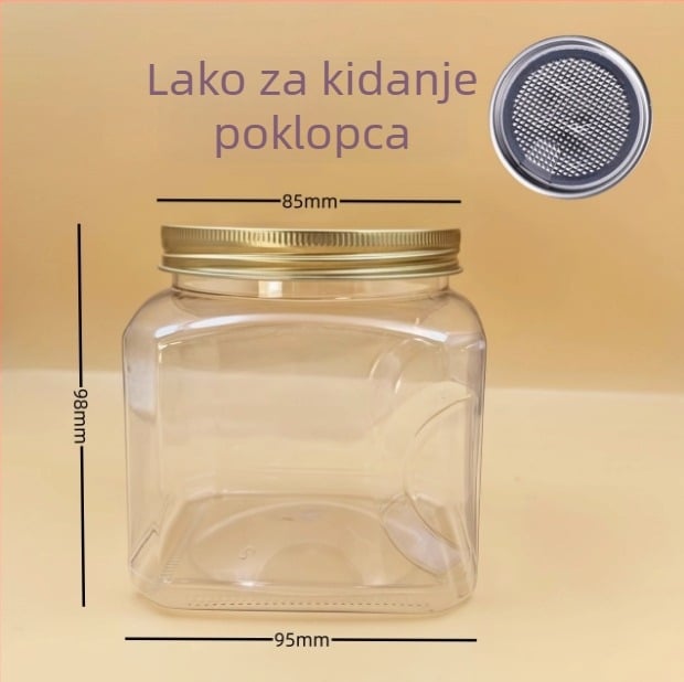 Plastična posuda za pohranu s poklopcem, PET materijal, model 85×98, za orašaste plodove (pistacije, kešu)