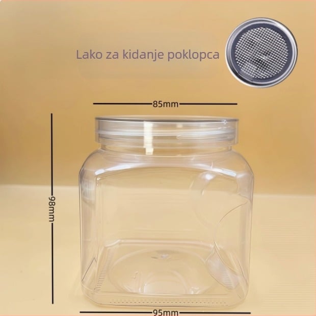 Plastična posuda za pohranu s poklopcem, PET materijal, model 85×98, za orašaste plodove (pistacije, kešu)