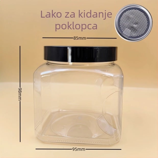 Plastična posuda za pohranu s poklopcem, PET materijal, model 85×98, za orašaste plodove (pistacije, kešu)