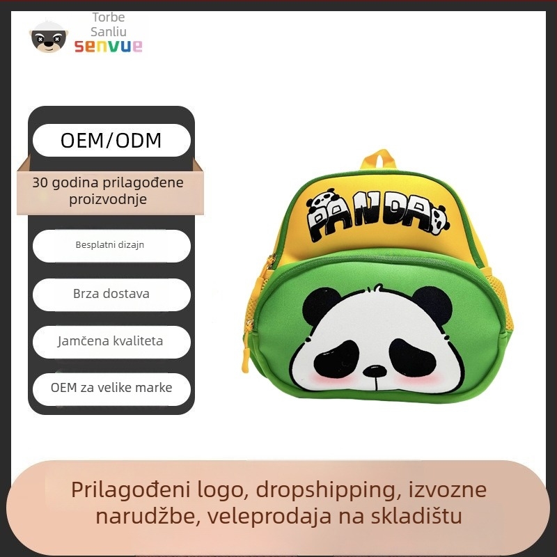 Dječji školski ruksak s Panda uzorkom, unisex, prozračan, ultra lagan, zatvaranje na zip, kapacitet ispod 20 L