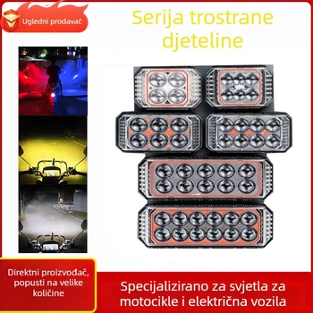 LED prednje svjetlo za motocikl s trostrukim dizajnom četverolistne detelje, 3000 lm, 20 W, 12-80 V, IP67