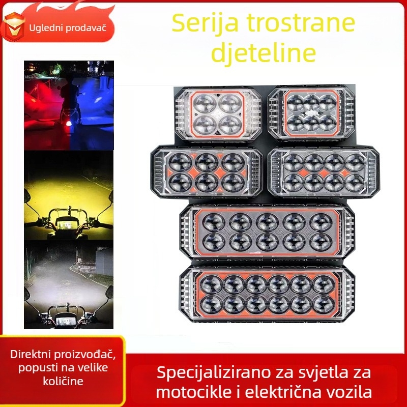 LED prednje svjetlo za motocikl s trostrukim dizajnom četverolistne detelje, 3000 lm, 20 W, 12-80 V, IP67