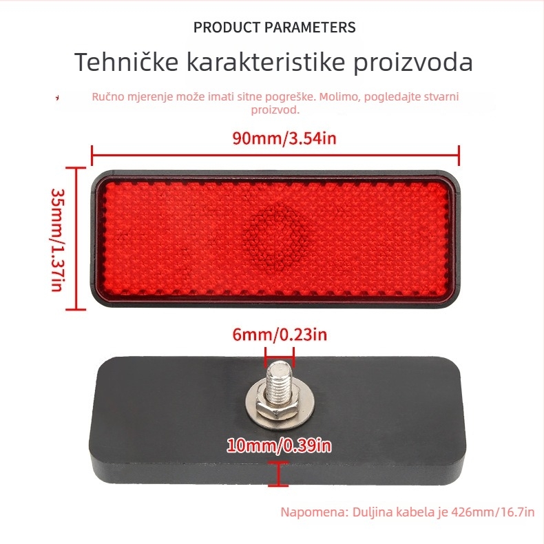 Motocikl LED reflektor pravokutni s LED modulom, 12V, 1,5W, 3000K, 50.000 sati