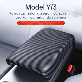 Tesla Model 3/Y Poklopac naslona za ruku s karbonskim vlaknima i zaštitni poklopac stražnjeg zraka – Dodatak za unutarnje prilagodbe