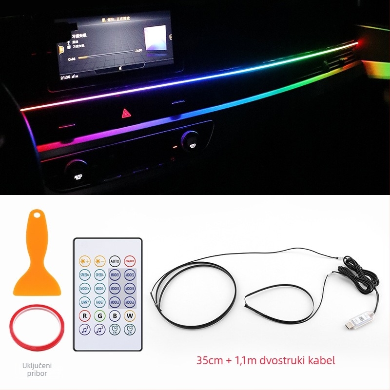 LED atmosfersko svjetlo za automobilsku središnju konzolu, akrilni materijal, 3W, 5V, 0,15A