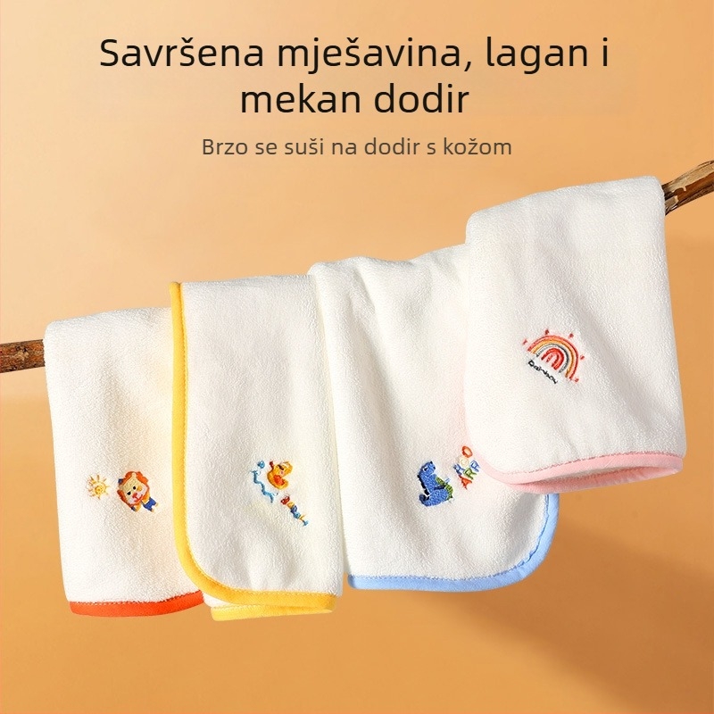 Dječji ručnik za lice i kupanje od koralnog flisa s bambusovim vlaknima, karikatura uzorak, visok kapacitet upijanja