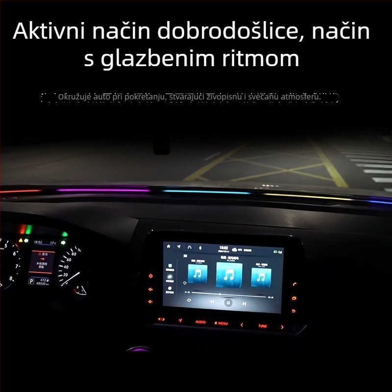 Unutarnje ambientno svjetlo za automobil — silikon, 12V, 5W, 5A, ugrađeno u instrument ploču