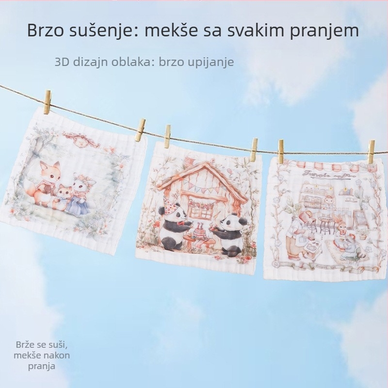 Bejbi ručnik od gaze od pamuka, kvadratnog oblika, 40 g, upijanje 0-5 s, jednostruko vlakno, mogućnost tiska logotipa