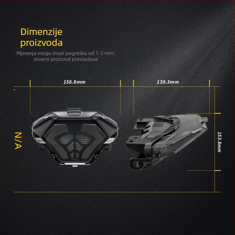 LED stražnje svjetlo za Yamaha MT-25 (2015-2018) YZF-R25/R3 - 7.6W, 12V DC, LED izvor, model MS-FZ07150T, vijek trajanja 30.000 h