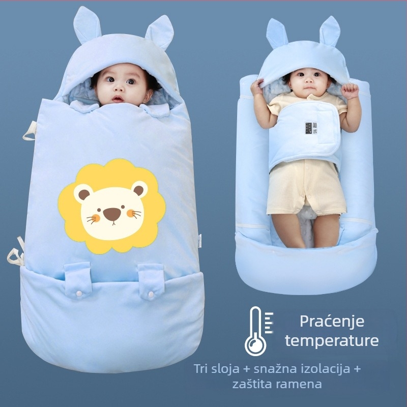 Spavaći vrećica za bebu, zimska upotreba, dizajn s rukavima quilt, materijal koral fleece, punjenje poliester-bavna, karikaturalan uzorak