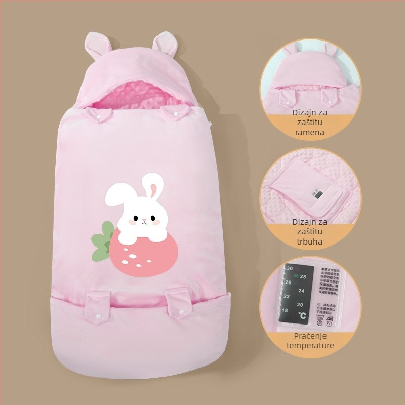 Spavaći vrećica za bebu, zimska upotreba, dizajn s rukavima quilt, materijal koral fleece, punjenje poliester-bavna, karikaturalan uzorak