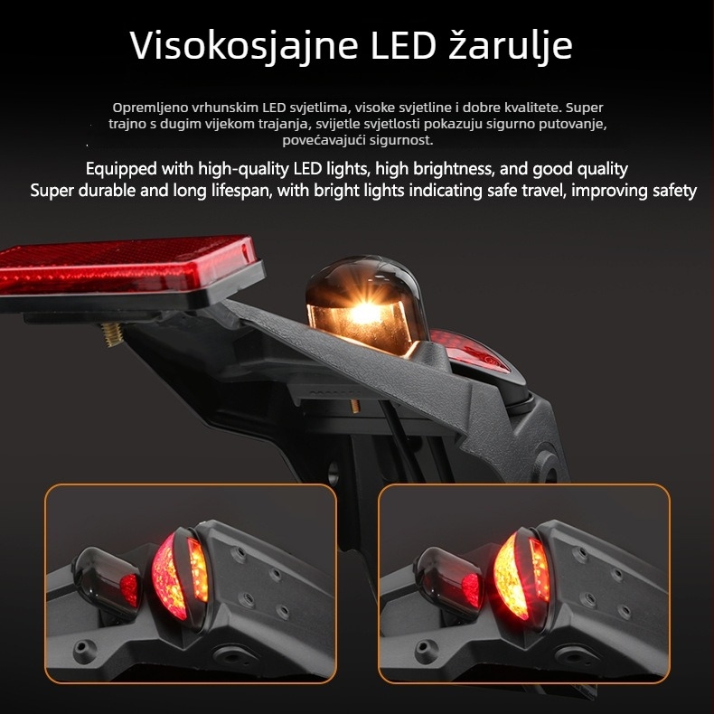 LED stražnje svjetlo za 12V motocikl s ABS kućištem i reflektorom, vijek trajanja 30.000 sati