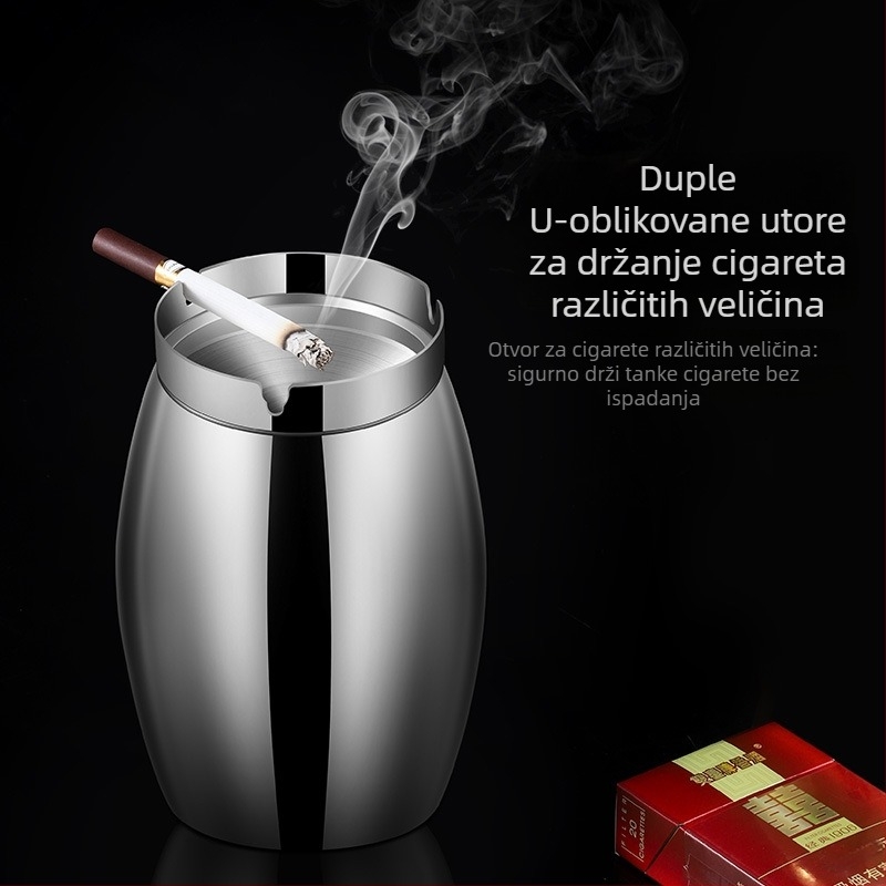 Popolnjak od nehrđajućeg čelika 304, s oblikom lijevka, protiv rasipanja pepela, moderni minimalistički dizajn, višekratna upotreba