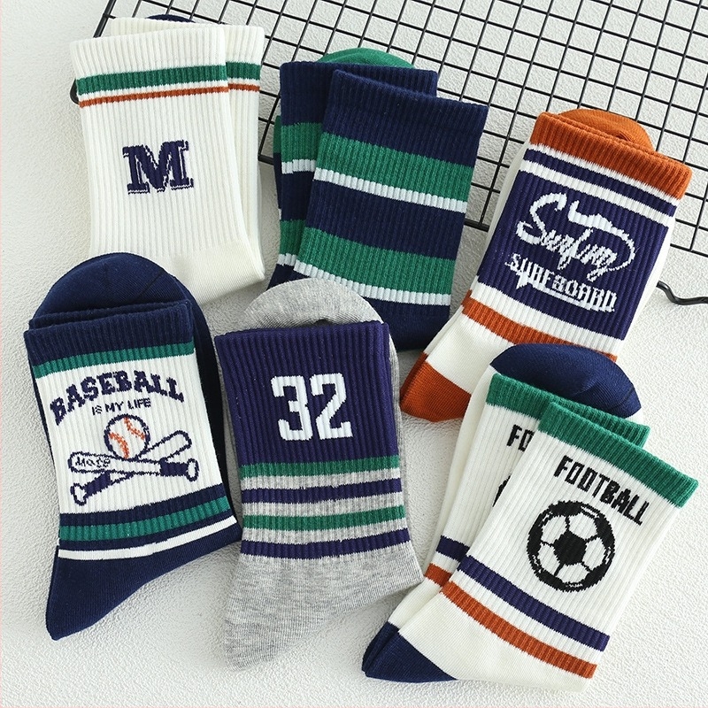 Dječje čarape za dječake, srednje dužine do potkoljenice, jacquard pletene, pamučne