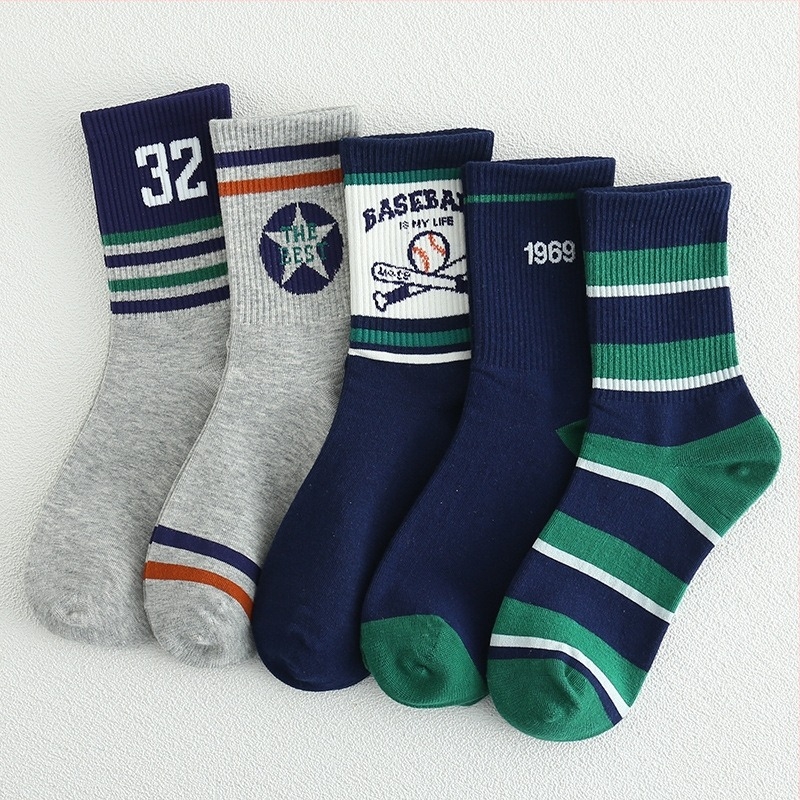 Dječje čarape za dječake, srednje dužine do potkoljenice, jacquard pletene, pamučne