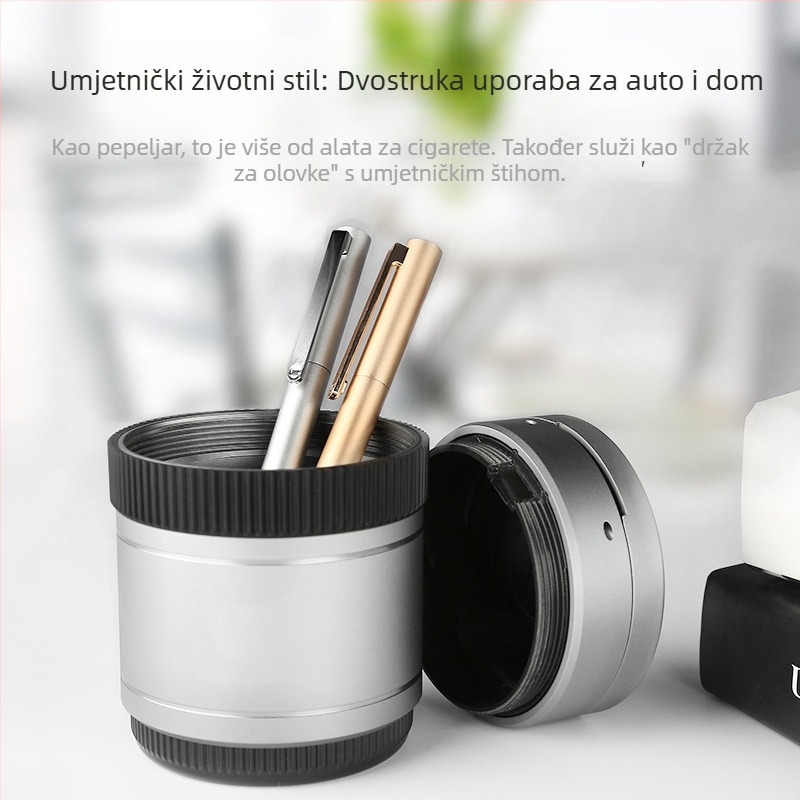 Višefunkcijski auto pepeljara s poklopcem | Materijal: aluminij + ABS; Model: 194; Težina: 250 g; Površina: mat; Pogodno za osobna vozila