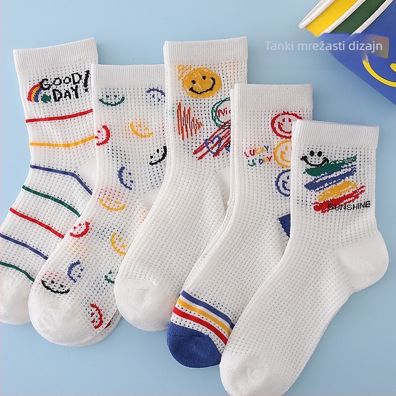 Dječje čarape, ultra tanke, prugasti uzorak, srednja dužina cijevi, pamuk 50–70%, proljeće/ljeto, unisex