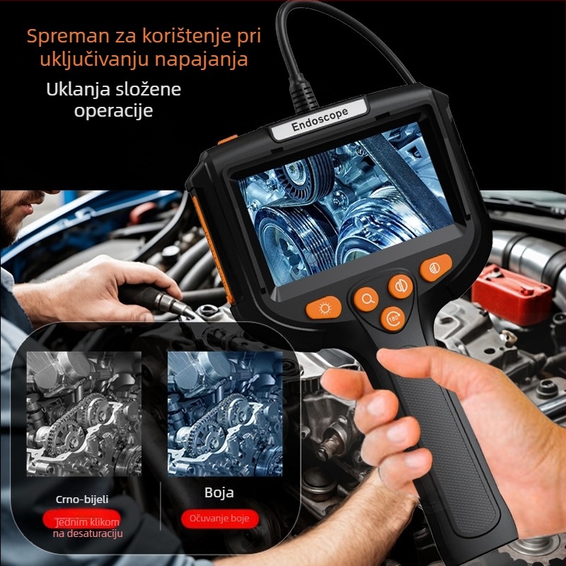 Ručni industrijski endoskop P200 s HD zaslonom, 2 MP kamera, 70° vidno polje, IP67 vodootporan