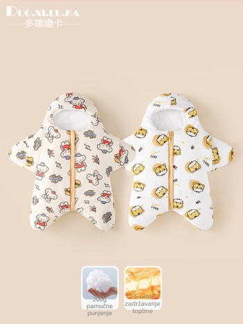 Zimska debela dječja spavaća vreća za novorođenčad 0–1 godina, crtani uzorak, pamuk