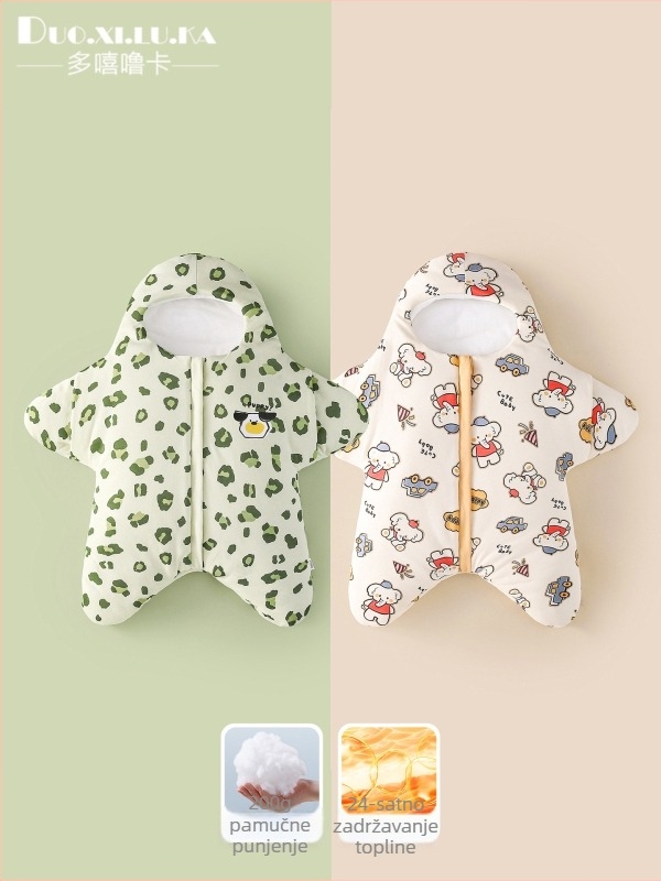 Zimska debela dječja spavaća vreća za novorođenčad 0–1 godina, crtani uzorak, pamuk