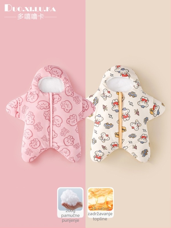 Zimska debela dječja spavaća vreća za novorođenčad 0–1 godina, crtani uzorak, pamuk