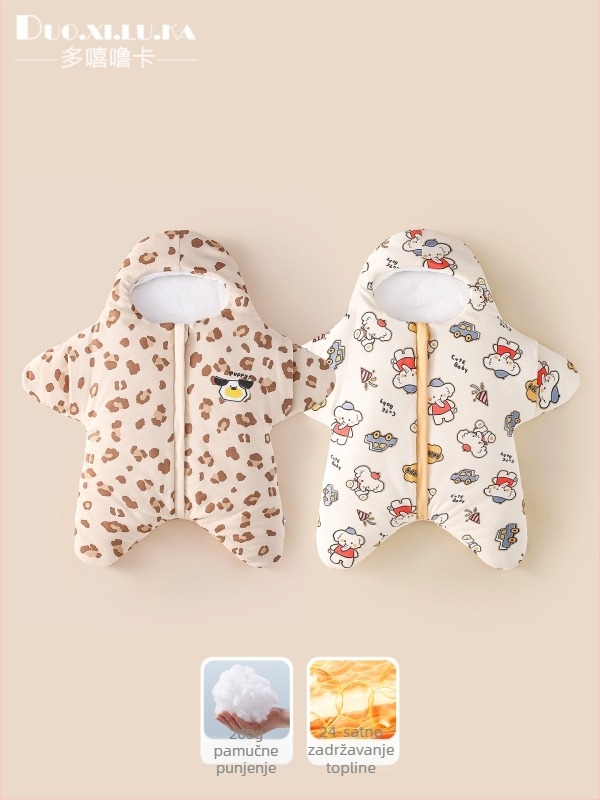 Zimska debela dječja spavaća vreća za novorođenčad 0–1 godina, crtani uzorak, pamuk