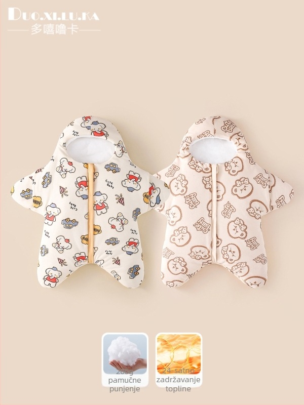Zimska debela dječja spavaća vreća za novorođenčad 0–1 godina, crtani uzorak, pamuk