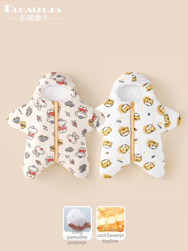 Zimska debela dječja spavaća vreća za novorođenčad 0–1 godina, crtani uzorak, pamuk
