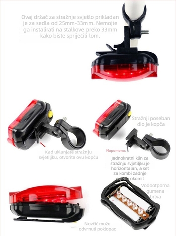 Odakon 5-LED set svjetala za bicikl za noćnu vožnju