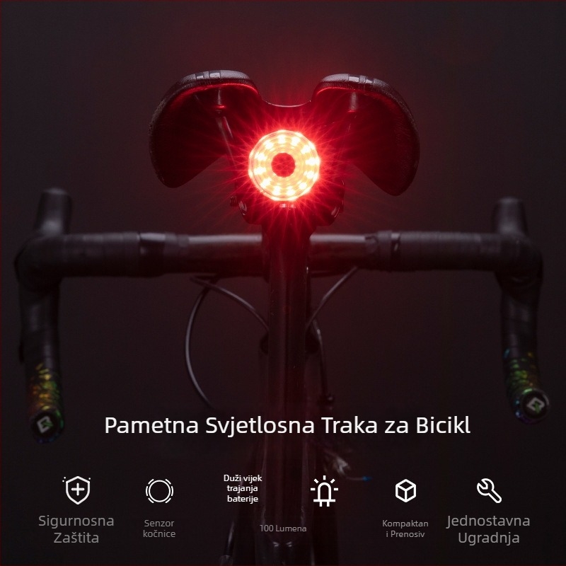 Stražnja svjetiljka za bicikl s inteligentnom detekcijom kočnice i svjetlom upozorenja za noćnu vožnju - ROCKBROS
