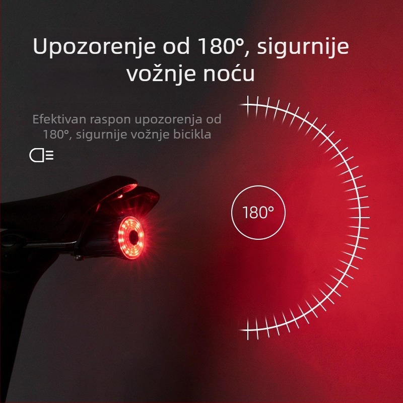 Stražnja svjetiljka za bicikl s inteligentnom detekcijom kočnice i svjetlom upozorenja za noćnu vožnju - ROCKBROS