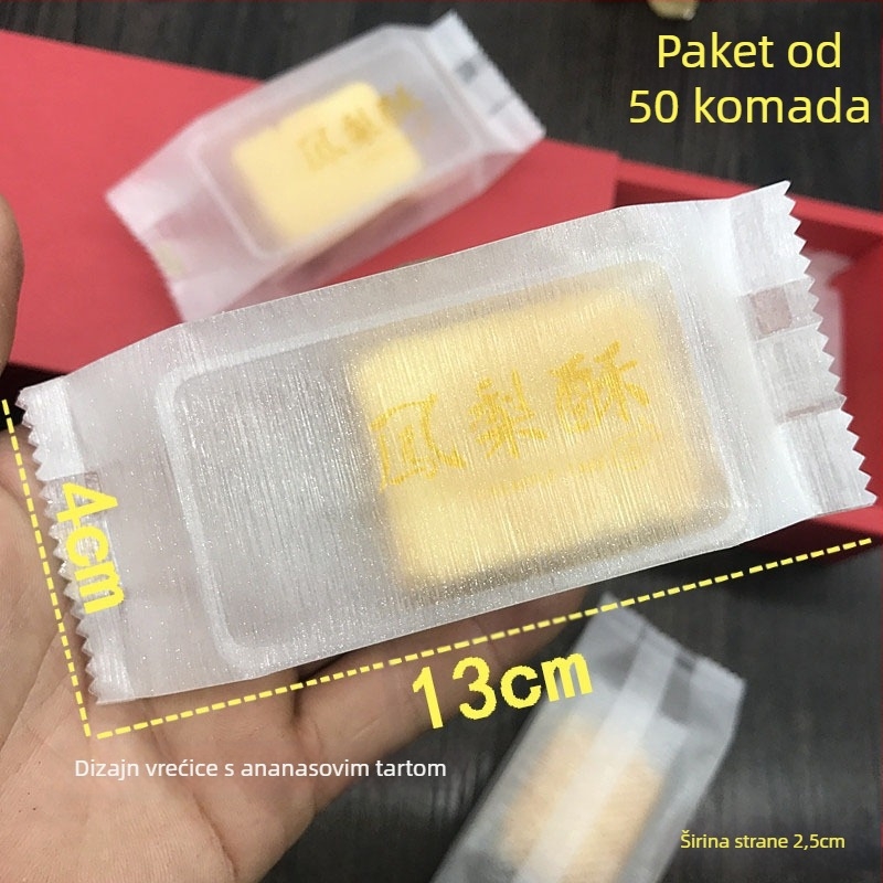 Zatvaračke vrećice za pakiranje grickalica, poluprozirne, gravurna tisk, kompozitni materijal, prilagodljive, 50 komada po pakiranju