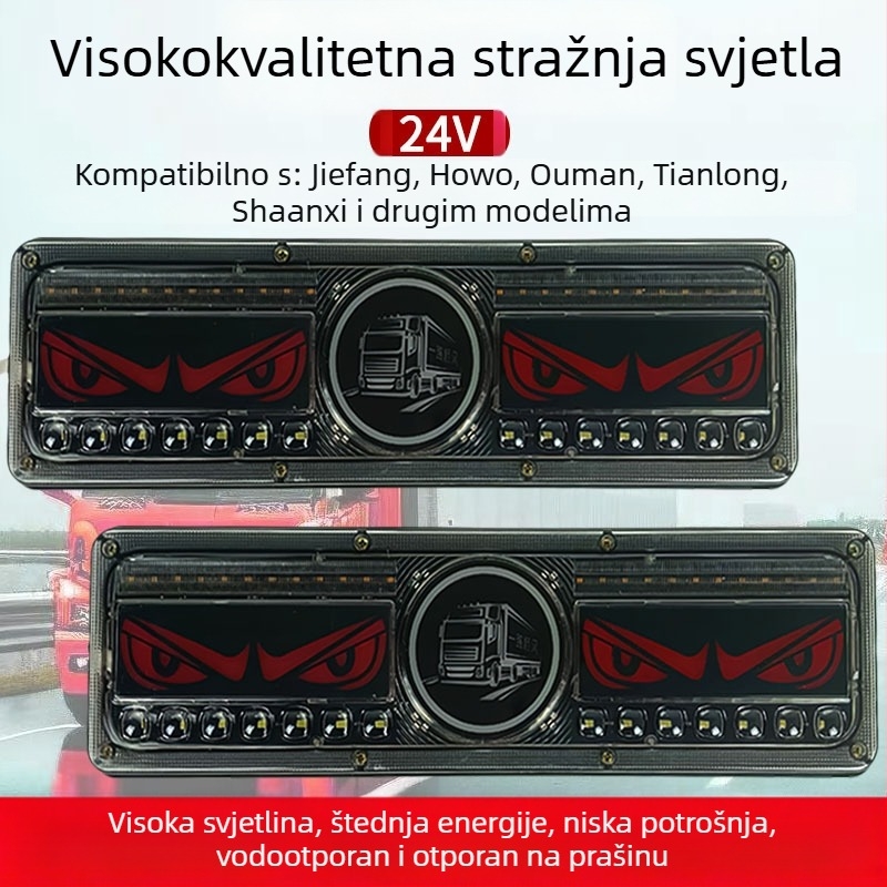 LED stražnja svjetla za kamion i prikolicu – 24V, 5000lm, vodootporna, protiv sudara straga, svjetlo za vožnju i kočenje
