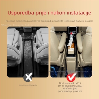 Univerzalna središnja kutija za naslon za ruke drugog reda MPV – drveni materijal, univerzalni model, težina 5500 g, podrška za ugradnju