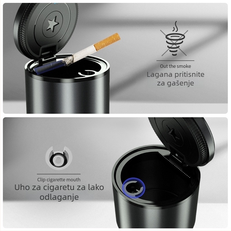 Auto pepeljara s poklopcem (Materijal: aluminijska legura + ABS; Marka: BEN.JACK/Binney; Model BAL180007; Opseg primjene: unutar vozila; Proces: lijevanje)