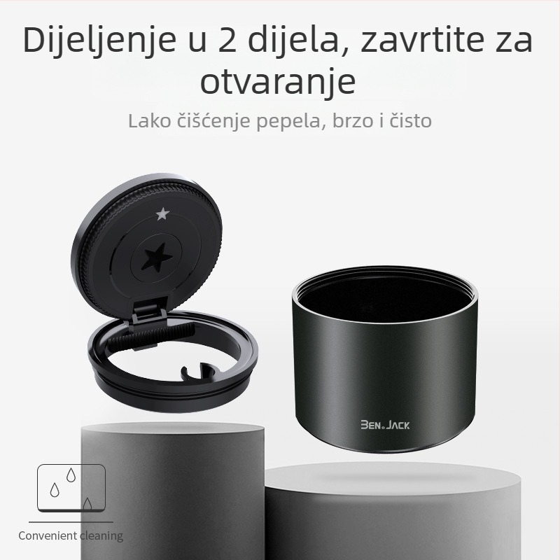 Auto pepeljara s poklopcem (Materijal: aluminijska legura + ABS; Marka: BEN.JACK/Binney; Model BAL180007; Opseg primjene: unutar vozila; Proces: lijevanje)