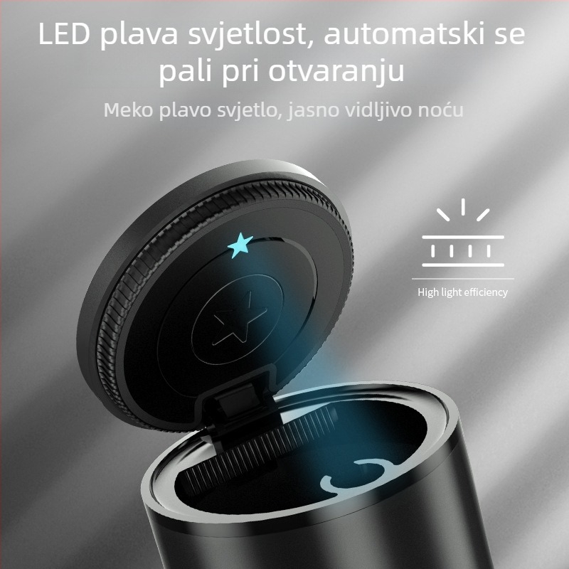 Auto pepeljara s poklopcem (Materijal: aluminijska legura + ABS; Marka: BEN.JACK/Binney; Model BAL180007; Opseg primjene: unutar vozila; Proces: lijevanje)