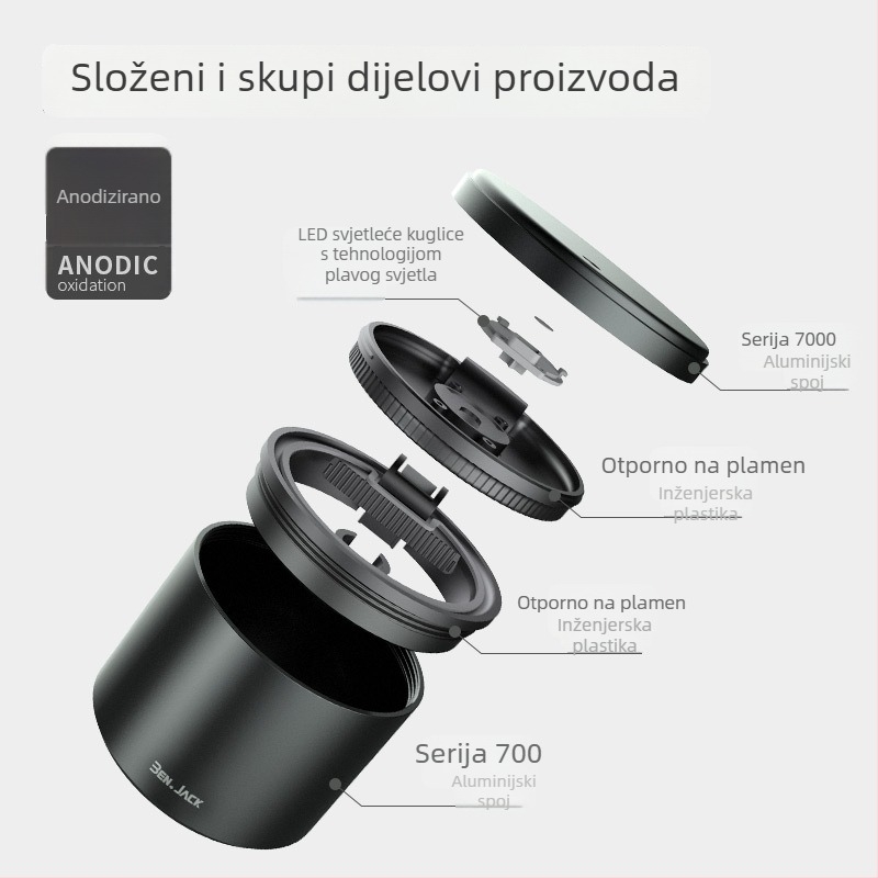 Auto pepeljara s poklopcem (Materijal: aluminijska legura + ABS; Marka: BEN.JACK/Binney; Model BAL180007; Opseg primjene: unutar vozila; Proces: lijevanje)