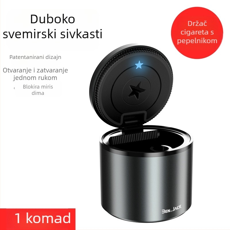 Auto pepeljara s poklopcem (Materijal: aluminijska legura + ABS; Marka: BEN.JACK/Binney; Model BAL180007; Opseg primjene: unutar vozila; Proces: lijevanje)