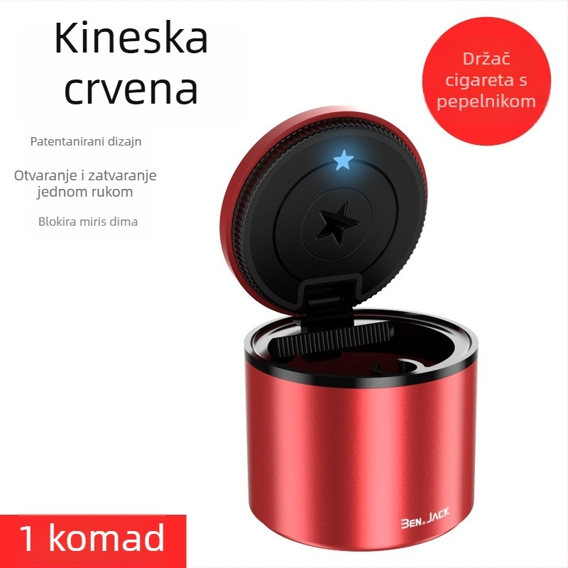 Auto pepeljara s poklopcem (Materijal: aluminijska legura + ABS; Marka: BEN.JACK/Binney; Model BAL180007; Opseg primjene: unutar vozila; Proces: lijevanje)