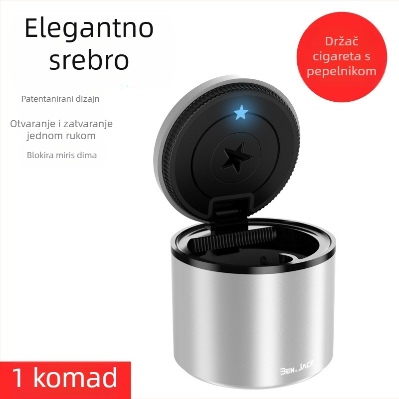 Auto pepeljara s poklopcem (Materijal: aluminijska legura + ABS; Marka: BEN.JACK/Binney; Model BAL180007; Opseg primjene: unutar vozila; Proces: lijevanje)