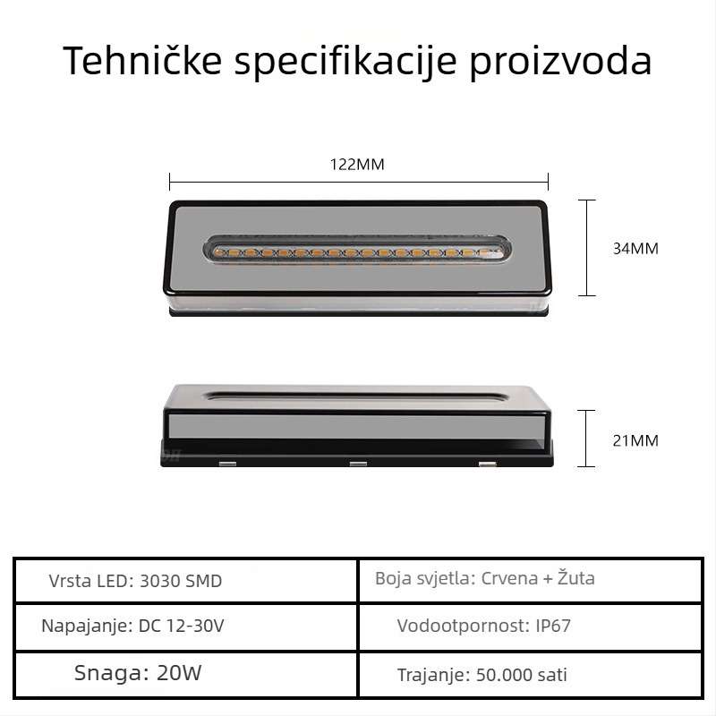 LED stražnje svjetlo Type D, 10-30V, 500LM, 3500K