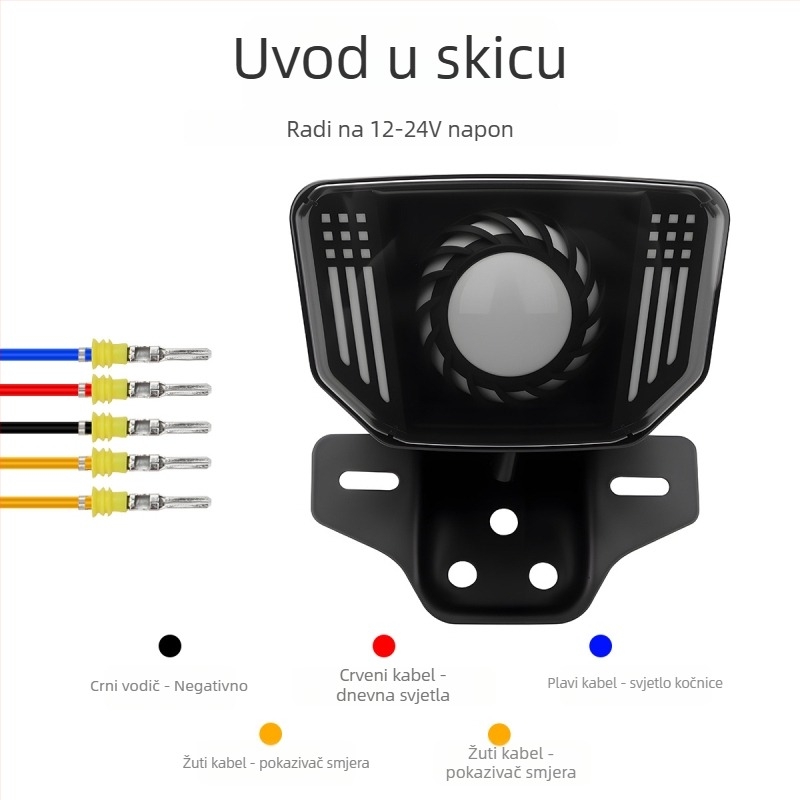 Motociklističko stražnje LED svjetlo, 12V, 2.4W, vijek trajanja 50.000 sati